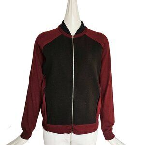 MARNI BURGUNDY/BLACK KNIT BOMBER JACKET (40)
